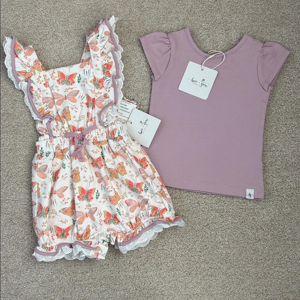 NWT Love and Grow Evelyn Romper Beautiful Butterfly print w shirt, size 18mo